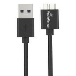 MediaRange USB-A to Micro-B USB 3.0 Charge and Sync Cable, USB 3.0, 5 Gbps, 5W max., 50cm, Black
