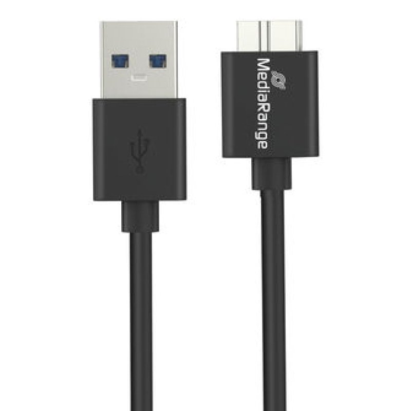 MediaRange USB-A to Micro-B USB 3.0 Charge and Sync Cable, USB 3.0, 5 Gbps, 5W max., 50cm, Black