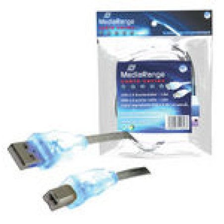 MediaRange USB Kabel A - B St/St 1.80m blau LEDs