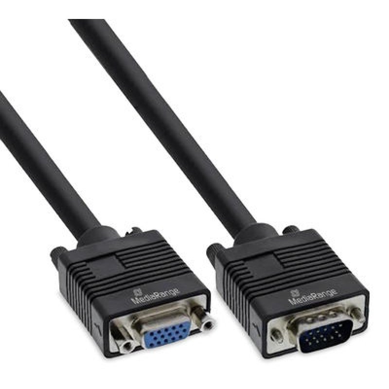 MediaRange VGA Verlängerungskabel, 2m, Schwarz
