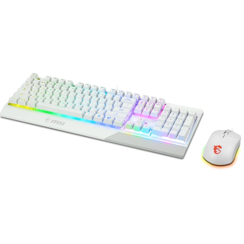 MSI VIGOR GK30 COMBO WHITE UK RGB MEMchanical Gaming Keyboard Clutch GM11 WHITE Gaming Mouse ' UK Layout, 6-Zone RGB