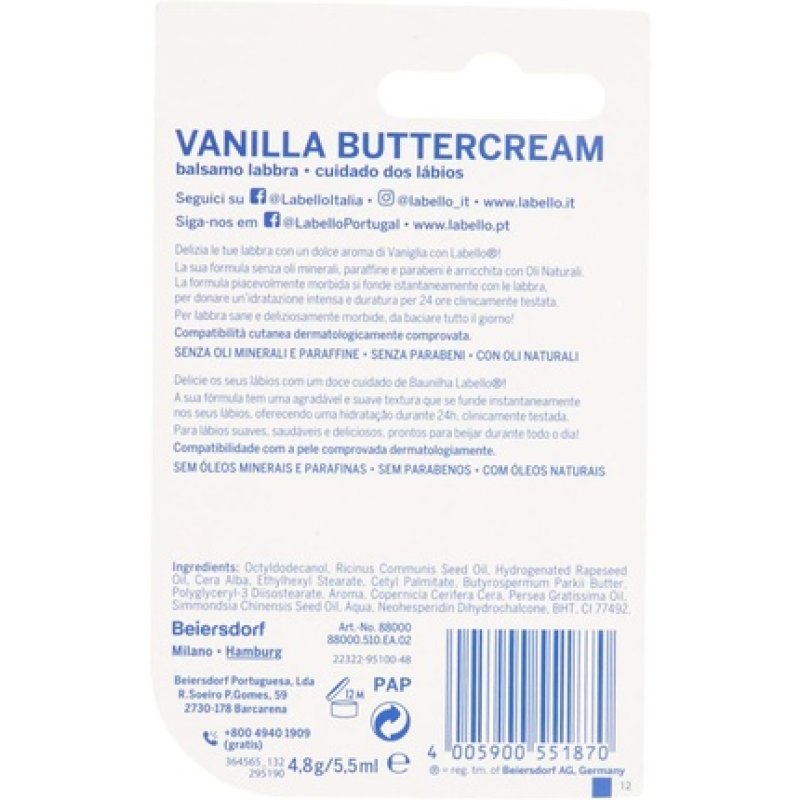 Labello Vanilla Buttercream Lip Balm 4.8g