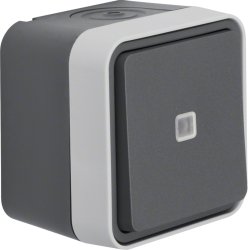 Berker 30763525 Ko-Wechselschalter, beleuchtet AP WD W.1 grau