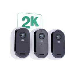 Arlo Essential Caméra de sécurité extérieure 2K avec Panneaux Solaires, pack de 3
