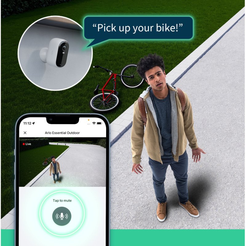 Arlo Essential Caméra de sécurité extérieure 2K avec Panneaux Solaires, pack de 3