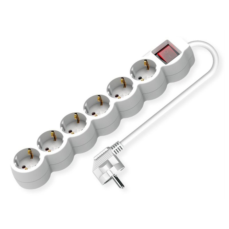 VALUE 6-fach Steckdosenleiste mit Schalter, runde Dosen, wei, 3 m