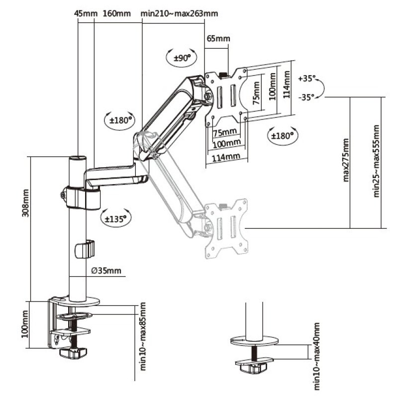 Equip 13"-32" Monitor Desk Mount Bracket