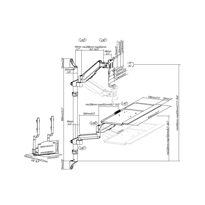 Equip Wandmontierte Workstation 17"-32"/1TFT 8Kg schwarz lite Retail
