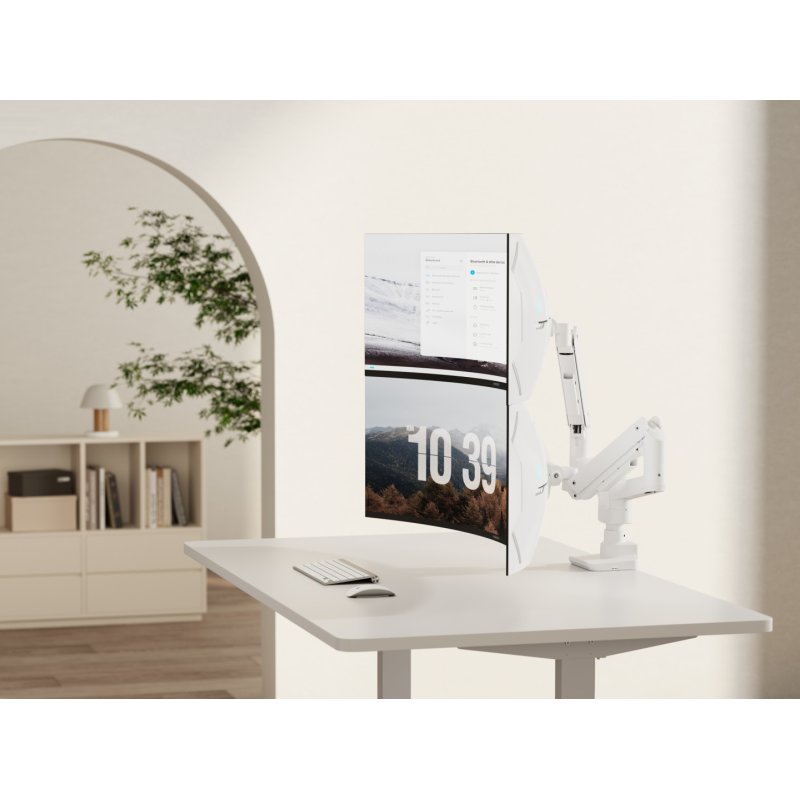 Equip 17"-35" Heavy-Duty Dual Monitor Desk Mount Bracket, White