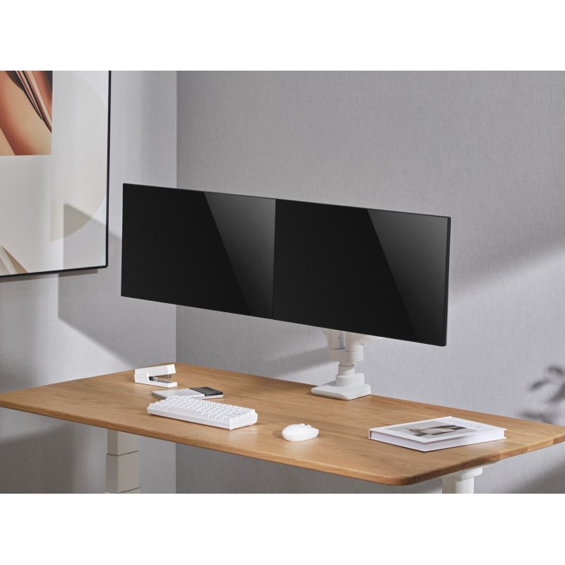 Equip 17"-35" Heavy-Duty Dual Monitor Desk Mount Bracket, White