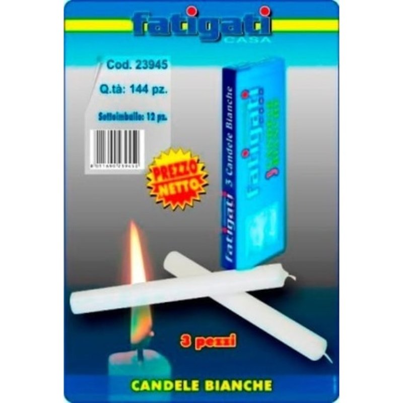 Long White Candles - Pack of 3