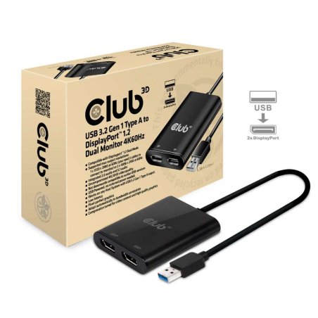 USB3 Adapter USB - 2x Displayport 1.2 Club3D