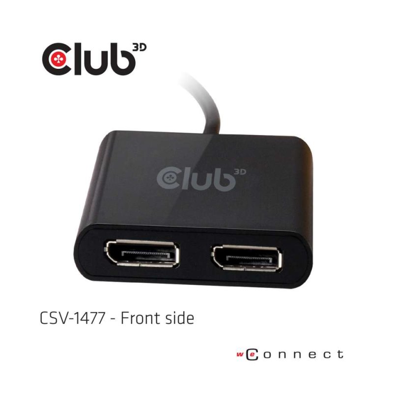 CLUB3D USB3.2 Gen1 Type A to 2x DisplayPort™1.2 Dual Monitor 4K60Hz DisplayLink Video Splitter