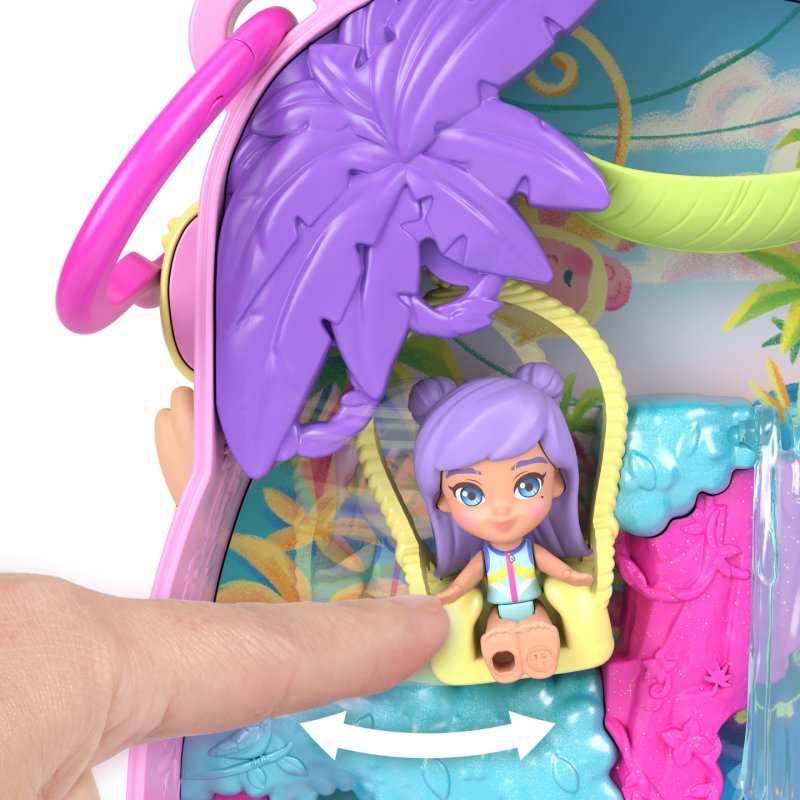 Polly Pocket Pineapple Monkey Compact Playset with 1 Micro Doll and Pet, Travel Toy with Fruit Accessories