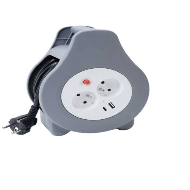 Montis Przedłużacz domowy zwijany z USB 10m MT188 2 sortie(s) CA