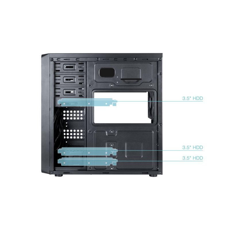 TooQ Mid-Tower, ATX / MicroATX / Mini- ITX, 1x USB 3.0, 1x USB 2.0, 1x USB-C, Audio HD, Mic, 500W, 3.6kg