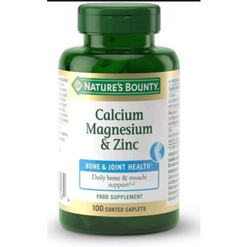 Nature's Bounty Calcium Magnesium and Zinc Coated Caplets 100 Caplets
