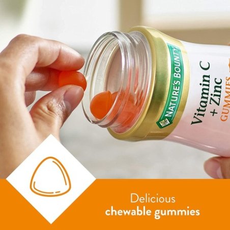 Nature's Bounty Vitamin C and Zinc Gummies Immune Support and Cell Protection Antioxidant Supplement 60 Gummies - 30