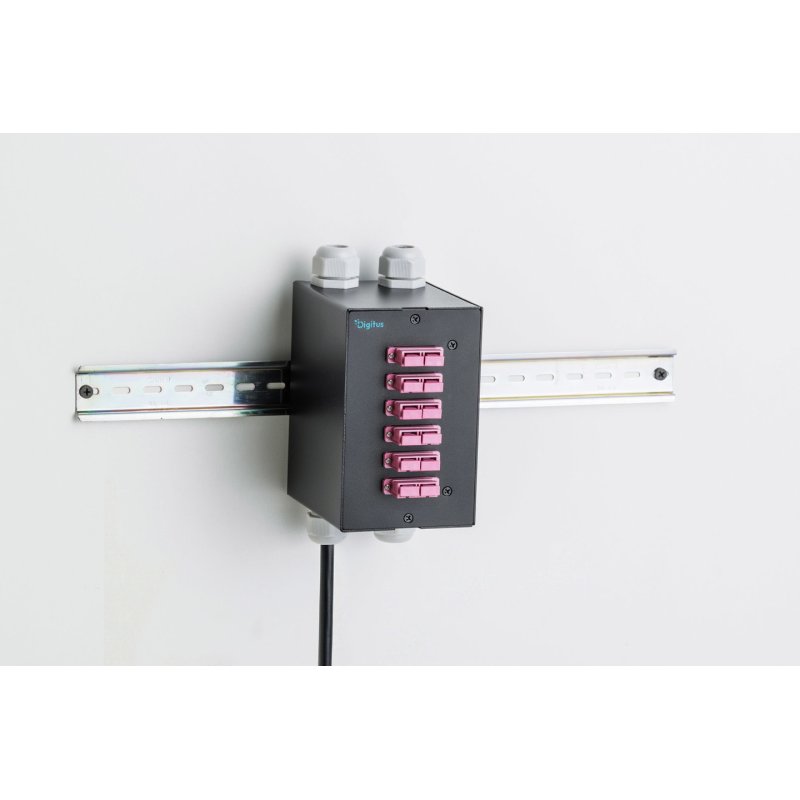 LWL Hutschienen verteiler, 6 Port, SC DX/LC Quad, Schwarz