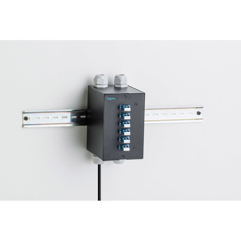 Digitus Fiber optic DIN rail distributor, 6 port, SC SX/LC DX, black