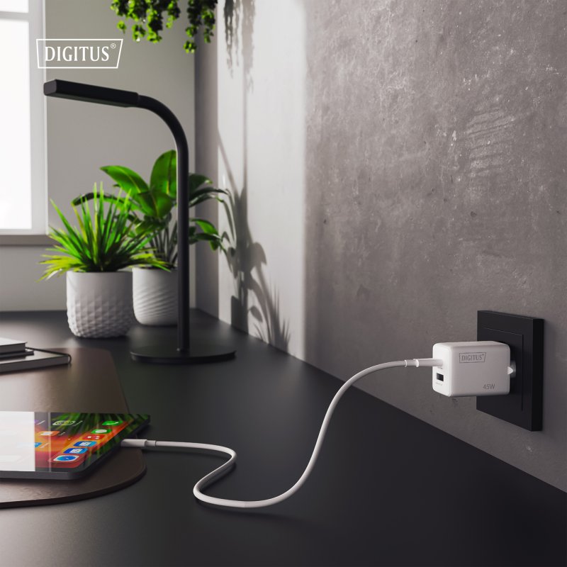 Digitus Chargeur USB GaN 45W, 1x USB-C, 1x USB-A