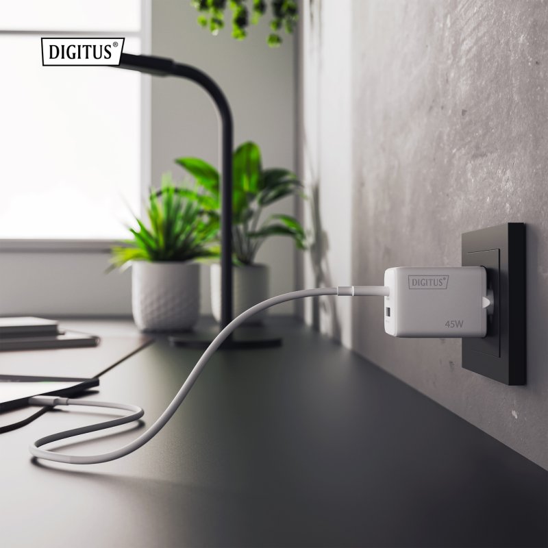 Digitus Chargeur USB GaN 45W, 1x USB-C, 1x USB-A