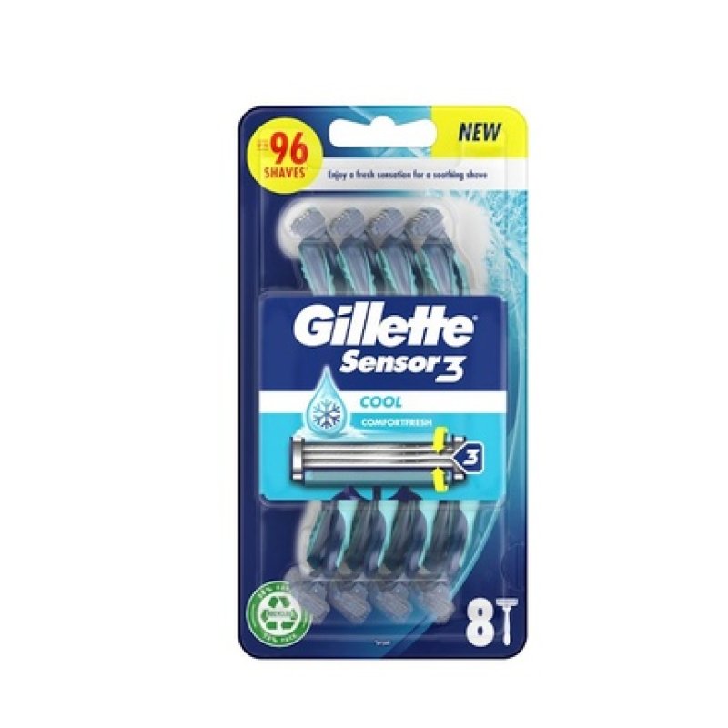 Gillette Disposable Sensor 3 Cool Razor With 8 Units