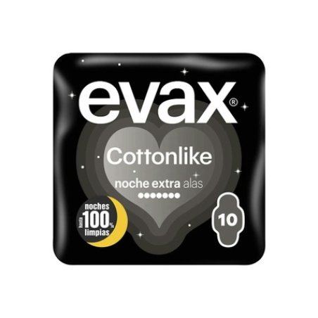 Evax Extra Night Cottonlike Sanitary Pads With Wings 10 Units