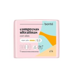 Bonte Ultra Thin Sanitary Pads With Wings Super Plus 14 Units