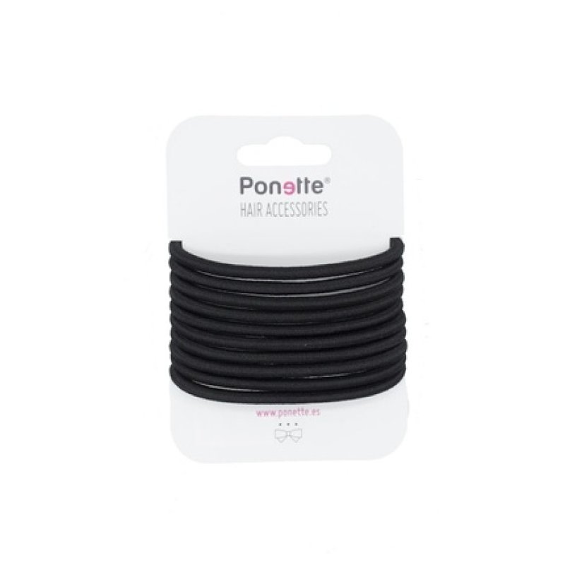 Ponette Black Metallic Hair Tie 10 Units