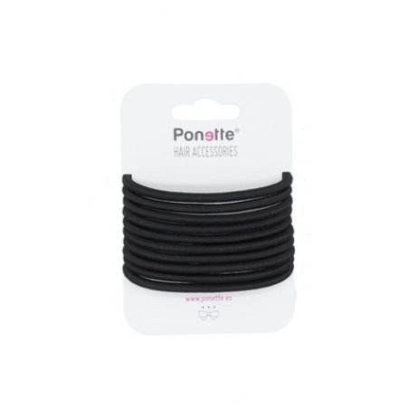 Ponette Black Metallic Hair Tie 10 Units