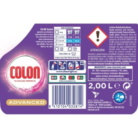 Vanish Ultra Colon 2 in 1 Laundry Detergent Stain Remover White Clean 2.356L