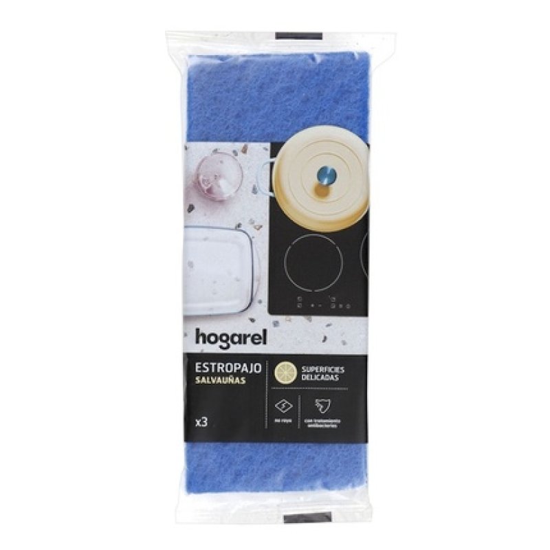Hogarel Blue Fiber Scrubber Sponges Pack Of 3