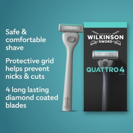 Wilkinson Sword Quattro Razors for Men Diamond Coated 4 Blades