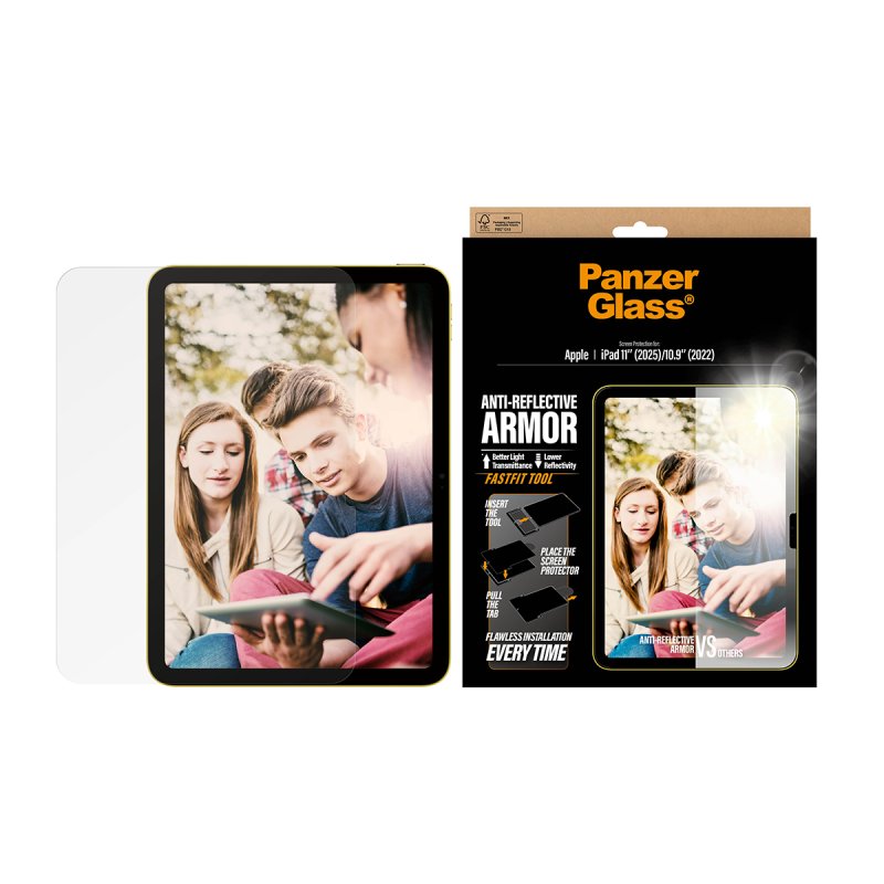 PanzerGlass Anti-Reflective Armor Screen Protector iPad 11" (2025-2026) | 10.9" (2022) | Ultra-Wide Fit w. Fastfit