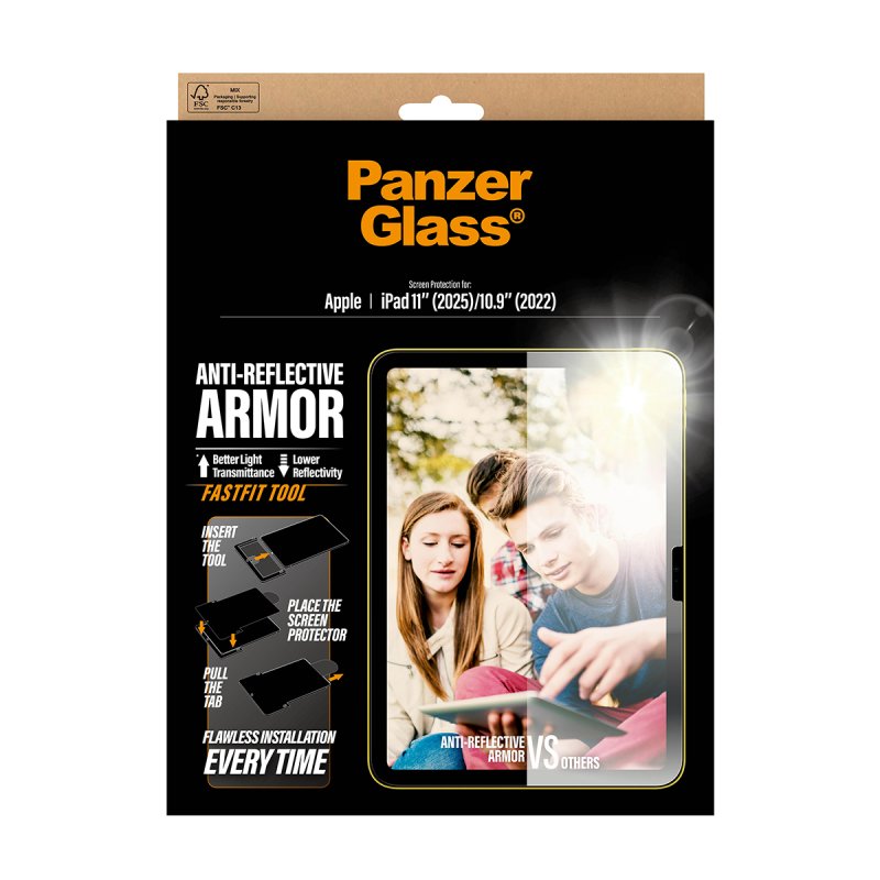 PanzerGlass Anti-Reflective Armor Screen Protector iPad 11" (2025-2026) | 10.9" (2022) | Ultra-Wide Fit w. Fastfit tool