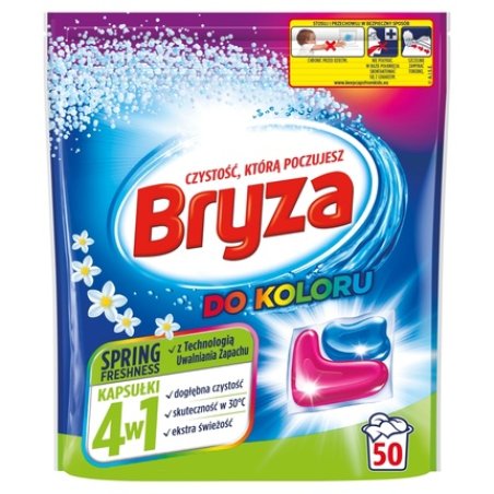Bryza 4 In 1 Laundry Capsules For Color Spring Freshness 50 Pieces
