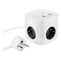 Multiprise Nanocable GaN x 3 prises x 2 USB-A x 1 USB-C 20w (Blanc)