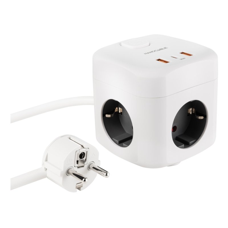 Nanocable 10.37.0011 power extension 1.4 m 3 AC outlet(s) White