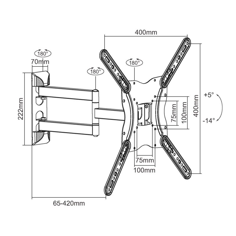 Equip 650407 Support mural articulé pour TV de 23 à 55 pouces
