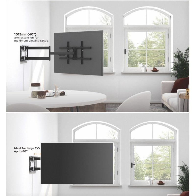 Equip 650327 Support mural pour TV 43« -80 » à bras long pivotant et inclinable