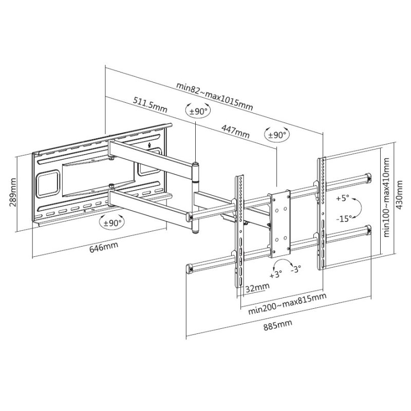 Equip 650327 43"-80" Long Arm Full Motion TV Wall Mount Bracket