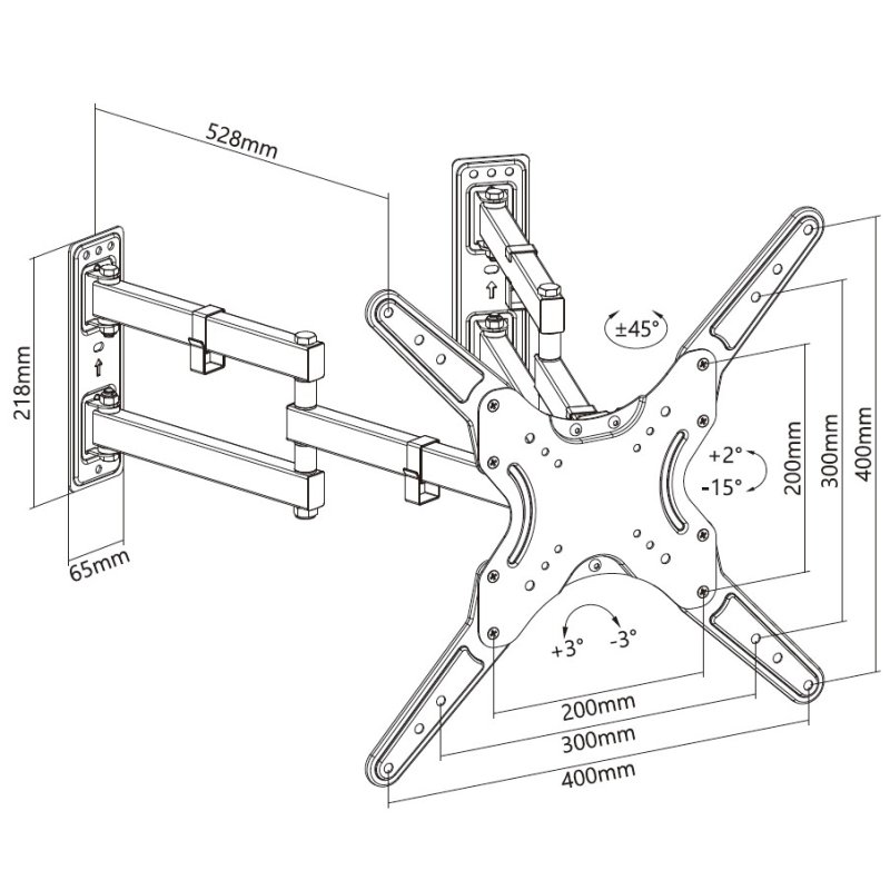 Equip 650328 23"-55" Full motion Corner TV Wall Mount Bracket