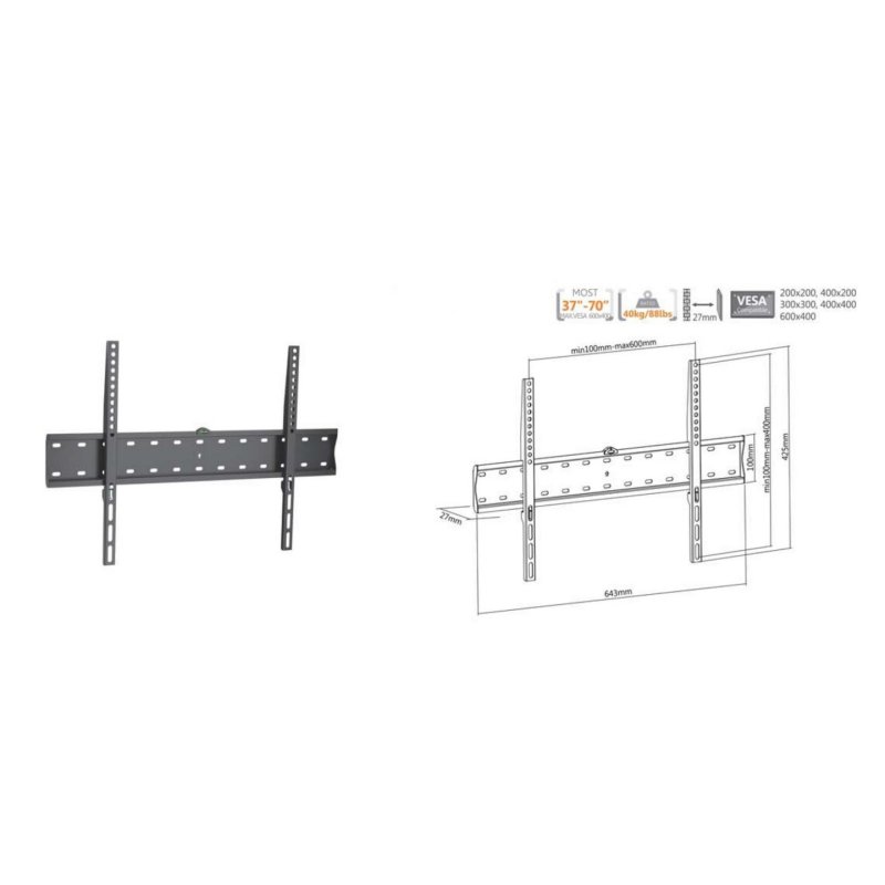Equip 37"-70" Fixed TV Slim Wall Mount Bracket