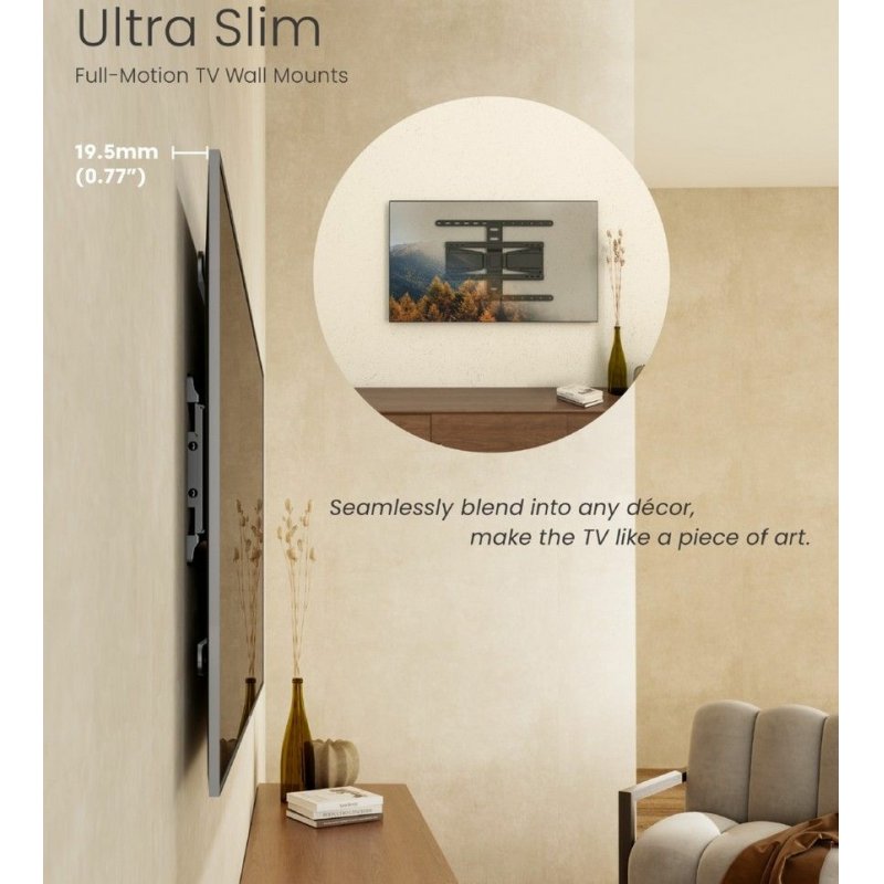 Equip Wandhalterung 43"-90"/1TFT Slim/V.b 1Gelenk 50Kg sw retail