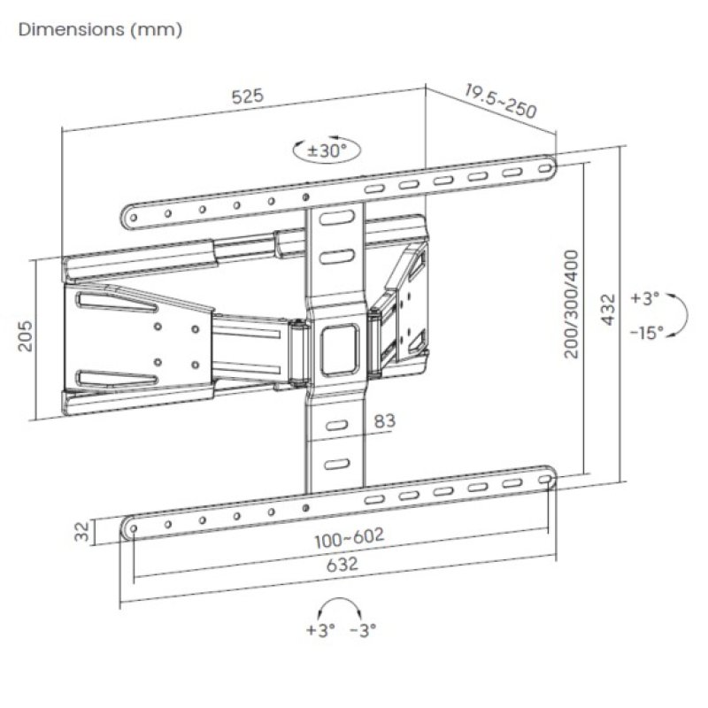 Equip Wandhalterung 43"-90"/1TFT Slim/V.b 1Gelenk 50Kg sw retail