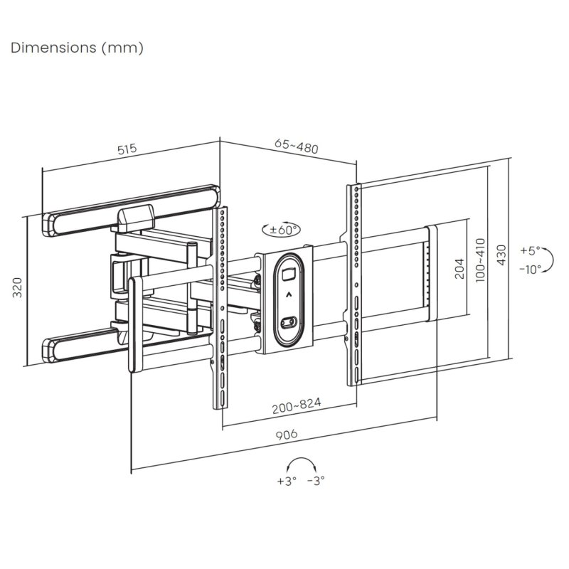 Equip Wandhalterung 43"-100"/1TFT V.bewegl.2Gelenke 60Kg sw retail