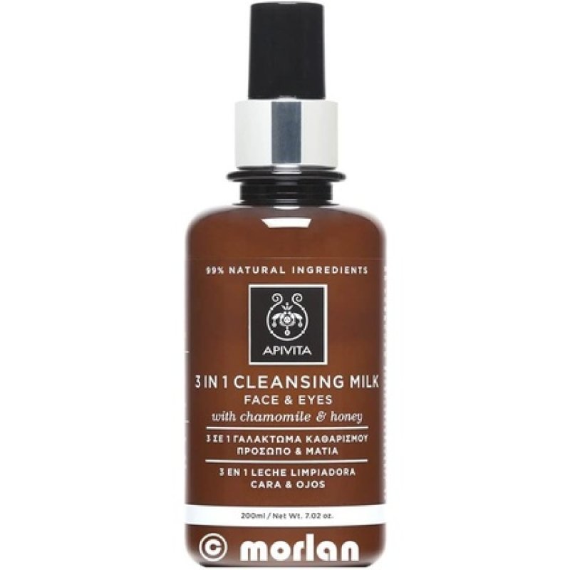 Apivita 3 in 1 Cleansing Milk for Face and Eyes with Chamomile and Honey 200ml