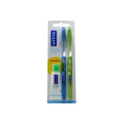 Vitis Vitis Toothbrush Medium Two Pack With Vtis Toothpaste 15ml