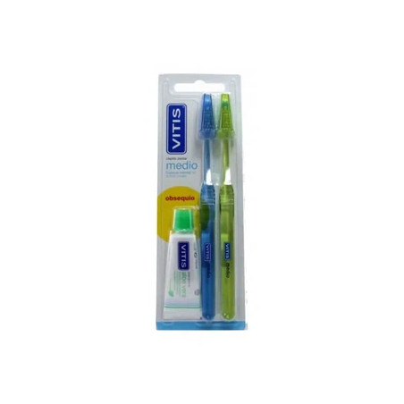 Vitis Vitis Toothbrush Medium Two Pack With Vtis Toothpaste 15ml